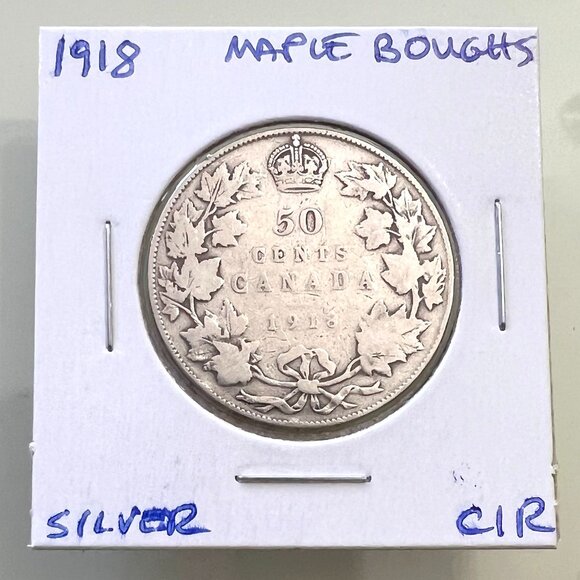 1918 Canada King George V Silver 1/2 Dollar Coin! - Picture 1 of 6